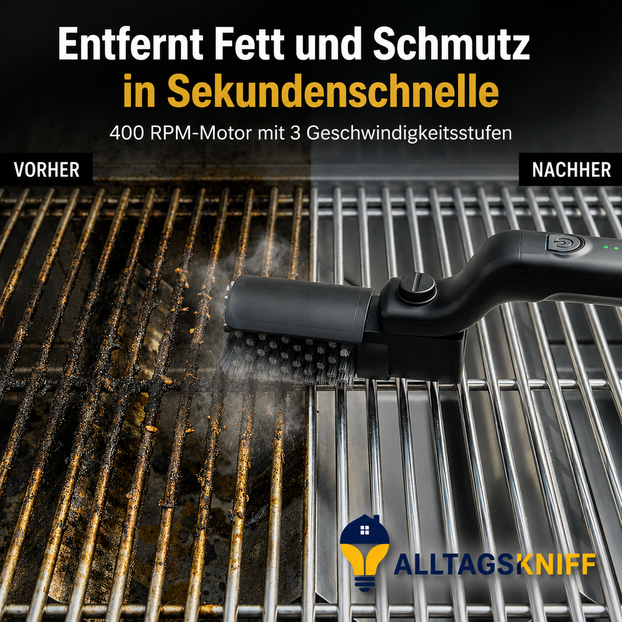 Grillbürste Pro™ | Elektrischer Grillreiniger mit leistungsstarkem Motor