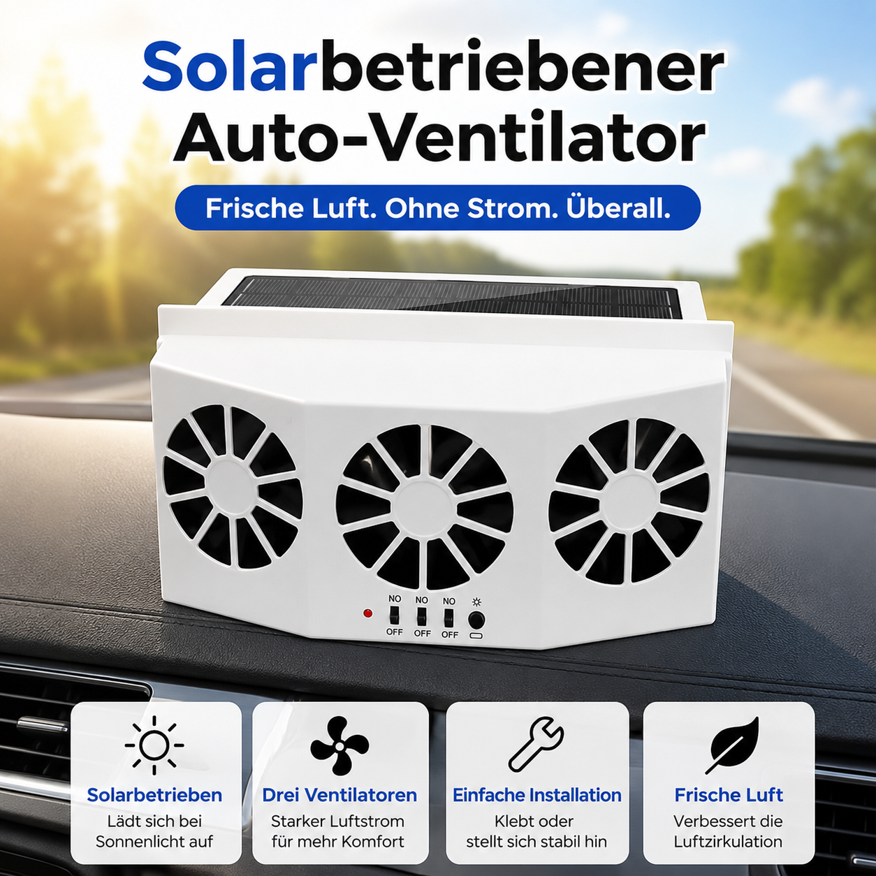 🔥 50% Rabatt – Solarbetriebener Auto-Ventilator für angenehmere Sommertage