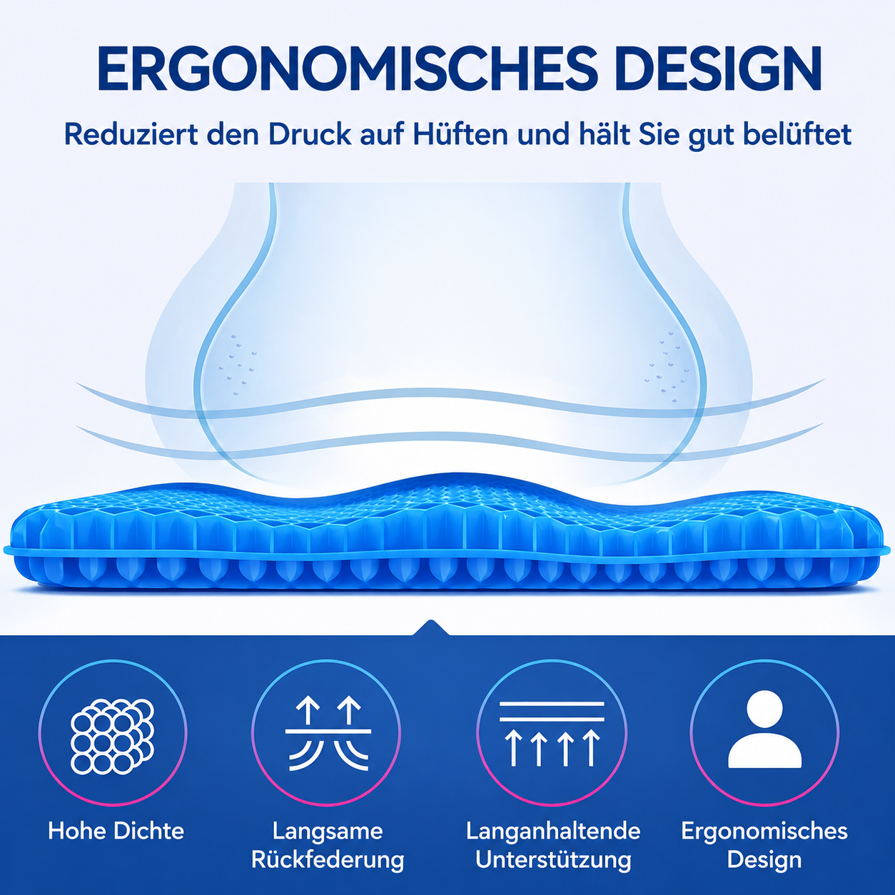 Komfort Gelkissen™ – Stundenlang bequem sitzen, ohne Schmerzen zu haben