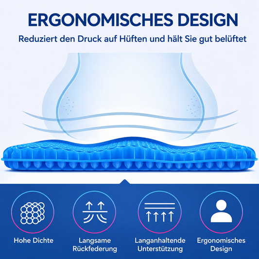 Komfort Gelkissen™ – Stundenlang bequem sitzen, ohne Schmerzen zu haben