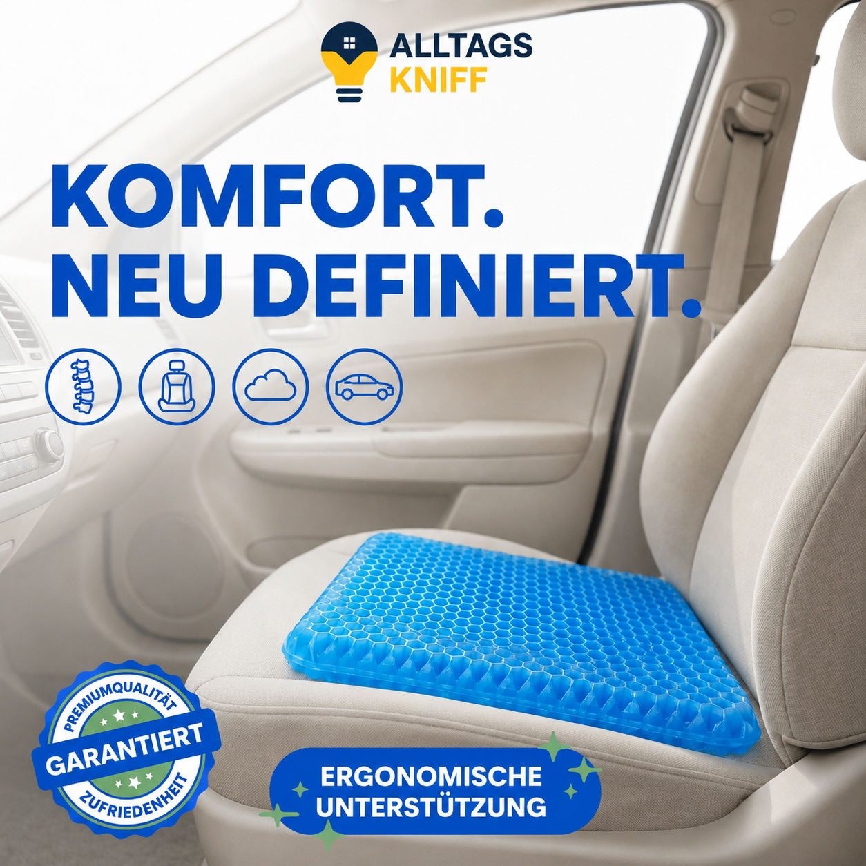 Komfort Gelkissen™ – Stundenlang bequem sitzen, ohne Schmerzen zu haben