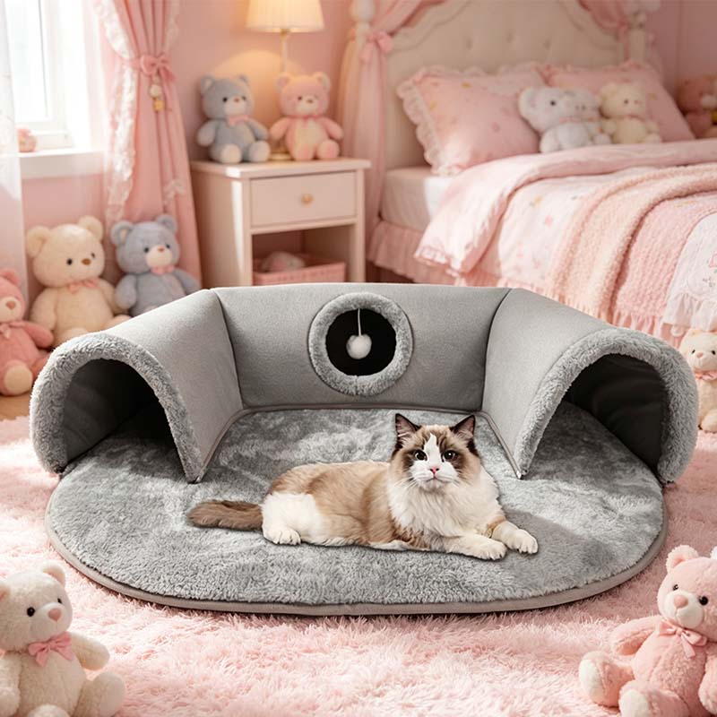 🐱 TunnelNest Katzenbett™ 🐾 | 2-in-1 Kuschelbett & Spielparadies